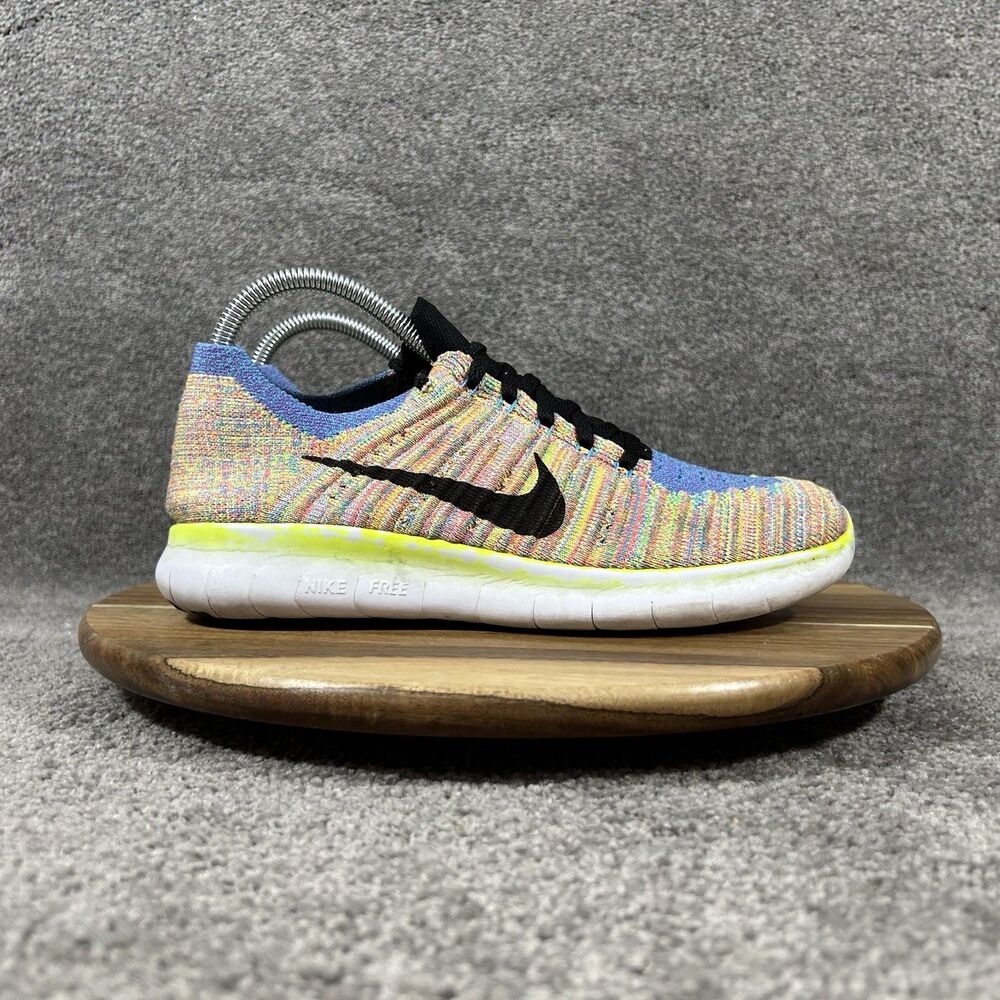 Nike Free RN Flyknit 831070-102 Women's Sz 8 Multicolor Knit Running Shoes Used